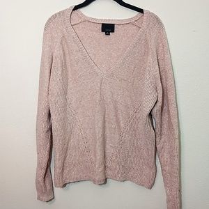 Lumiere Blush Pink Cozy V NeckKnit Sweater S